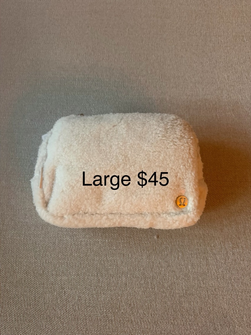 lululemon athletica Cream Sherpa Large Zip Pouch with Logo Pin